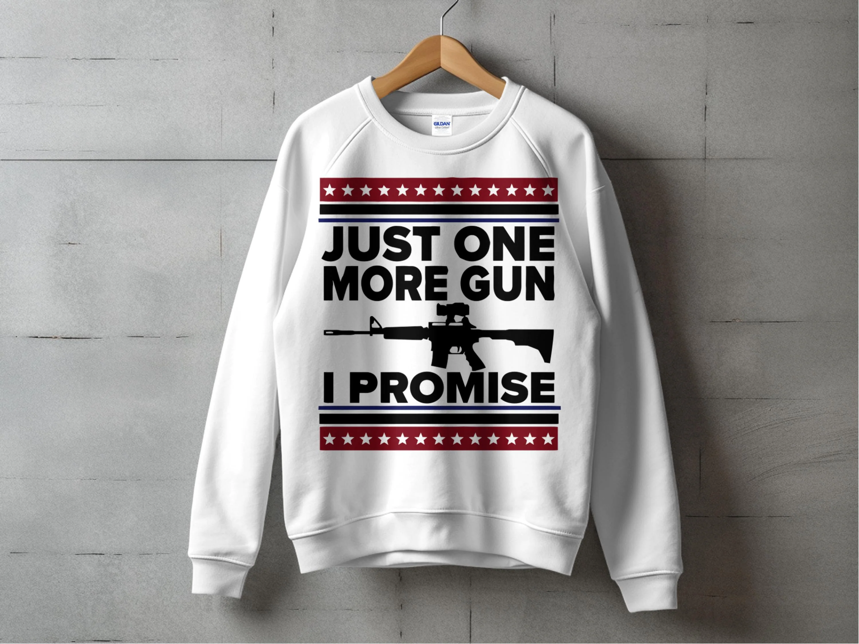 JUST ONE MORE GUN I PROMISE Graphic Design Print Ready DTF Transfers | SKU: MEN025 - Image 8
