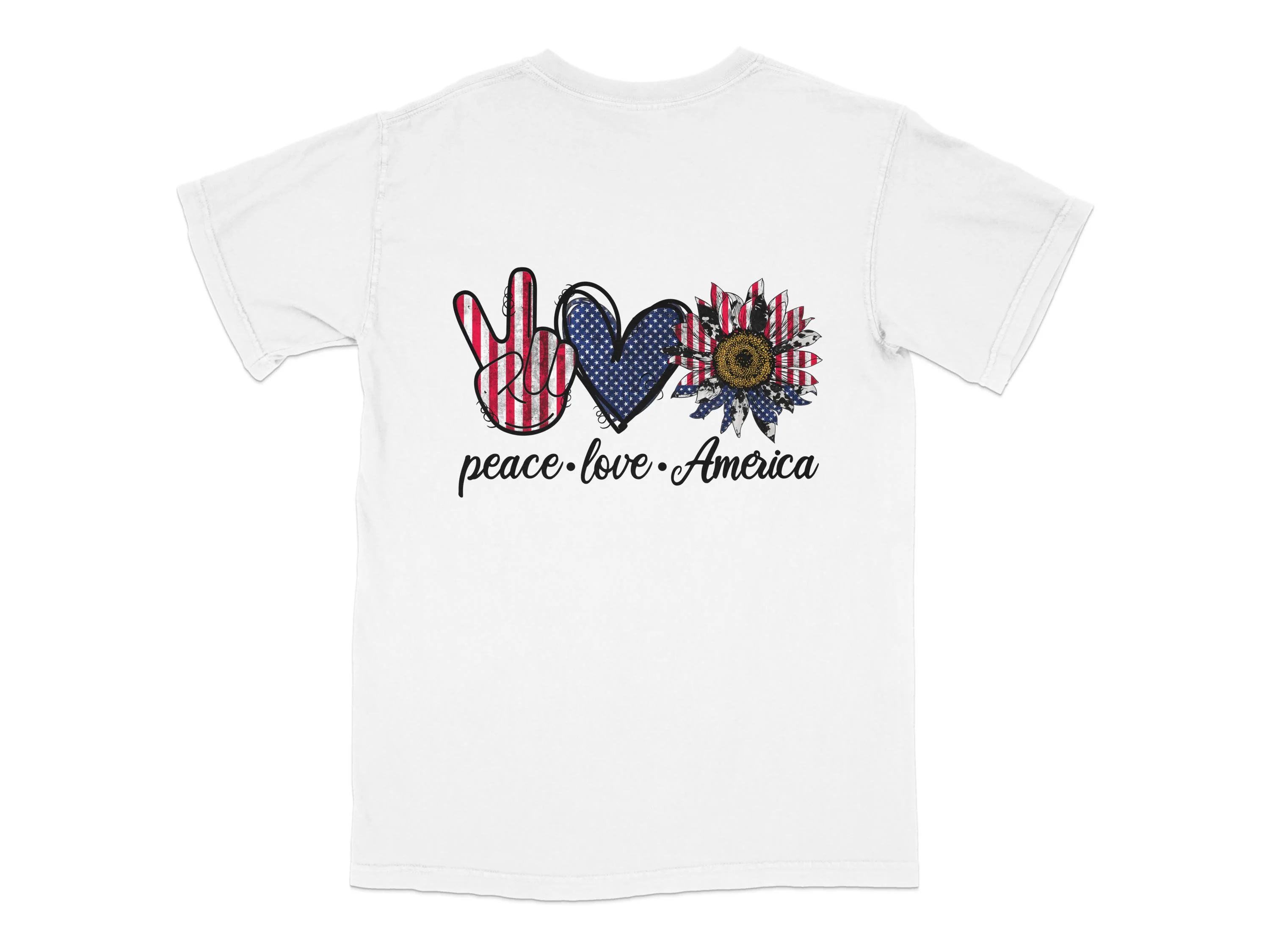 Peace Love America Patriotic Design for DTF Transfers Print Ready DTF Transfers | SKU: PAT015 - Image 3